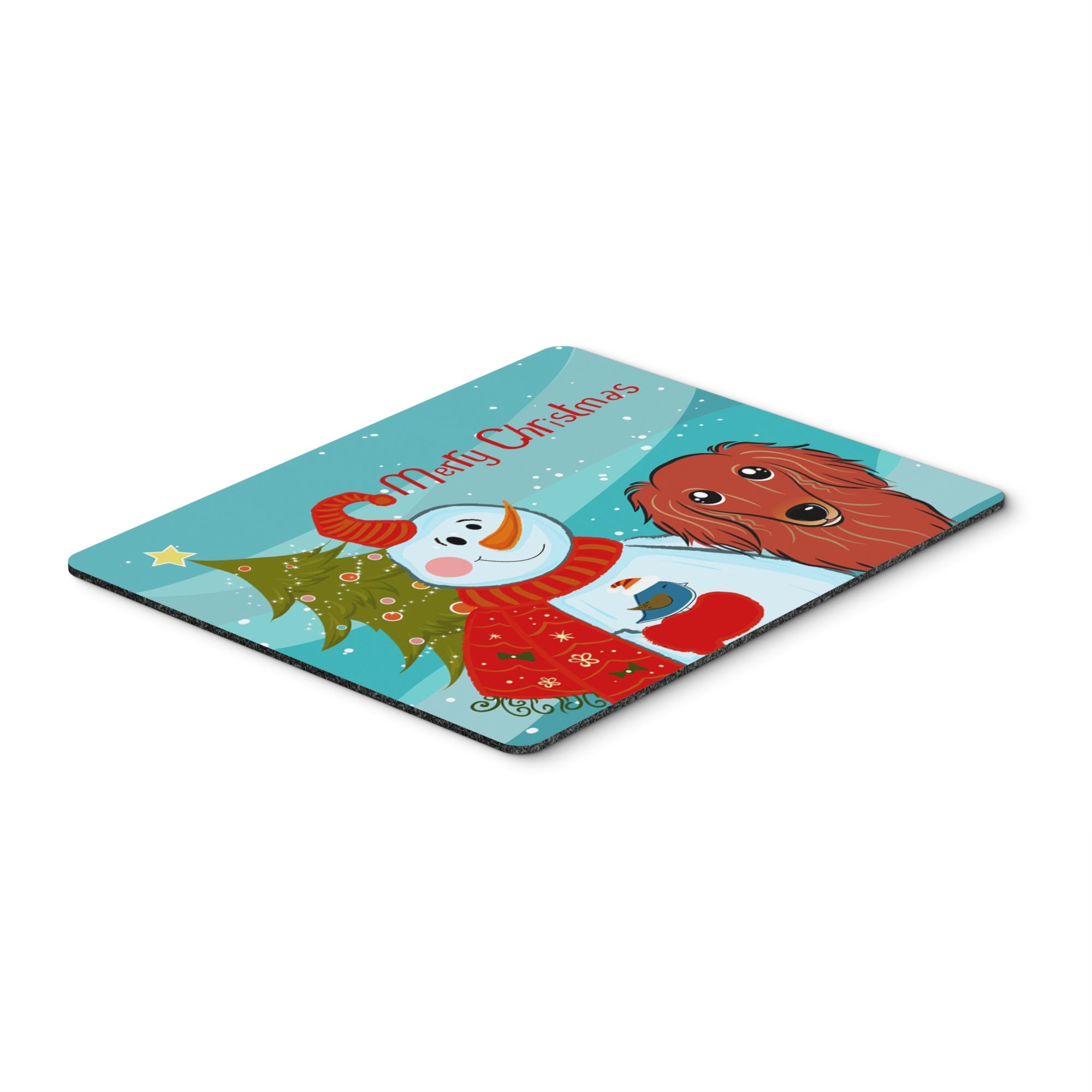 Caroline'S Treasures Snowman With Longhair Red Dachshund Mouse Pad, Hot Pad Or Trivet, Multicolor (Bb1834Mp)