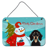 Caroline'S Treasures Snowman With Smooth Black And Tan Dachshund Wall Or Door Hanging Prints Bb1835Ds812, 8Hx12W