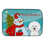 Caroline'S Treasures Snowman With Bichon Frise Dish Drying Mat, 14 X 21