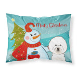 Caroline'S Treasures Bb1837Pillowcase Snowman With Bichon Frise Fabric Standard Pillowcase, Large, Multicolor