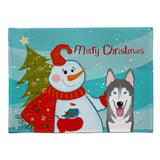 Caroline'S Treasures Bb1838Plmt Snowman With Alaskan Malamute Fabric Placemat, Multicolor