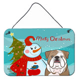 Caroline'S Treasures Snowman With English Bulldog Wall Or Door Hanging Prints Bb1839Ds812, 8Hx12W, Multicolor