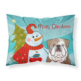 Caroline'S Treasures Bb1839Pillowcase Snowman With English Bulldog Fabric Standard Pillowcase, Large, Multicolor