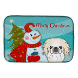 Caroline'S Treasures Snowman With Pekingese Dish Drying Mat, 14 X 21