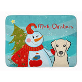 Caroline'S Treasures Snowman With Yellow Labrador Floor Mat, 19 X 27, Multicolor