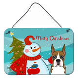 Caroline'S Treasures Snowman With Boxer Wall Or Door Hanging Prints Bb1843Ds812, 8Hx12W