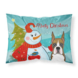 Caroline'S Treasures Bb1843Pillowcase Snowman With Boxer Fabric Standard Pillowcase, Large, Multicolor