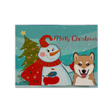 Caroline'S Treasures Bb1845Plmt Snowman With Shiba Inu Fabric Placemat, Multicolor