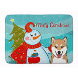 Caroline'S Treasures Snowman With Shiba Inu Floor Mat, 19 X 27, Multicolor