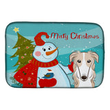 Caroline'S Treasures Snowman With Borzoi Dish Drying Mat, 14 X 21