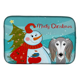 Caroline'S Treasures Snowman With Saluki Dish Drying Mat, 14 X 21