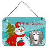 Caroline'S Treasures Snowman With Saluki Wall Or Door Hanging Prints Bb1849Ds812, 8Hx12W