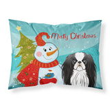 Caroline'S Treasures Bb1850Pillowcase Snowman With Japanese Chin Fabric Standard Pillowcase, Large, Multicolor
