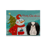 Caroline'S Treasures Bb1850Plmt Snowman With Japanese Chin Fabric Placemat, Multicolor