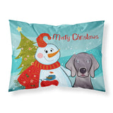 Caroline'S Treasures Bb1851Pillowcase Snowman With Weimaraner Fabric Standard Pillowcase, Large, Multicolor