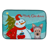 Caroline'S Treasures Snowman With Yorkie Puppy Dish Drying Mat, 14 X 21