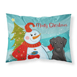 Caroline'S Treasures Bb1855Pillowcase Snowman With Black Labrador Fabric Standard Pillowcase, Large, Multicolor