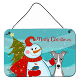 Caroline'S Treasures Snowman With Italian Greyhound Wall Or Door Hanging Prints Bb1856Ds812, 8Hx12W