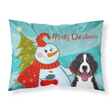 Caroline'S Treasures Bb1857Pillowcase Snowman With Bernese Mountain Dog Fabric Standard Pillowcase, Large, Multicolor