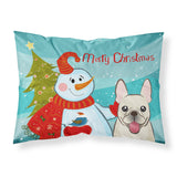 Caroline'S Treasures Bb1858Pillowcase Snowman With French Bulldog Fabric Standard Pillowcase, Large, Multicolor