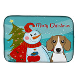 Caroline'S Treasures Snowman With Beagle Dish Drying Mat, 14 X 21
