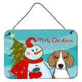Caroline'S Treasures Snowman With Beagle Wall Or Door Hanging Prints Bb1859Ds812, 8Hx12W