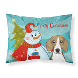 Caroline'S Treasures Bb1859Pillowcase Snowman With Beagle Fabric Standard Pillowcase, Large, Multicolor