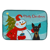 Caroline'S Treasures Snowman With Min Pin Dish Drying Mat, 14 X 21