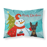 Caroline'S Treasures Bb1860Pillowcase Snowman With Min Pin Fabric Standard Pillowcase, Large, Multicolor