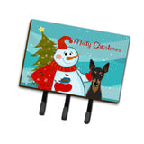 Caroline'S Treasures Bb1860Th68 Snowman With Min Pin Leash Or Key Holder, Large, Multicolor