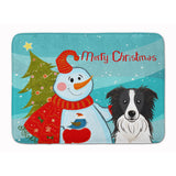Caroline'S Treasures Snowman With Border Collie Floor Mat, 19 X 27, Multicolor