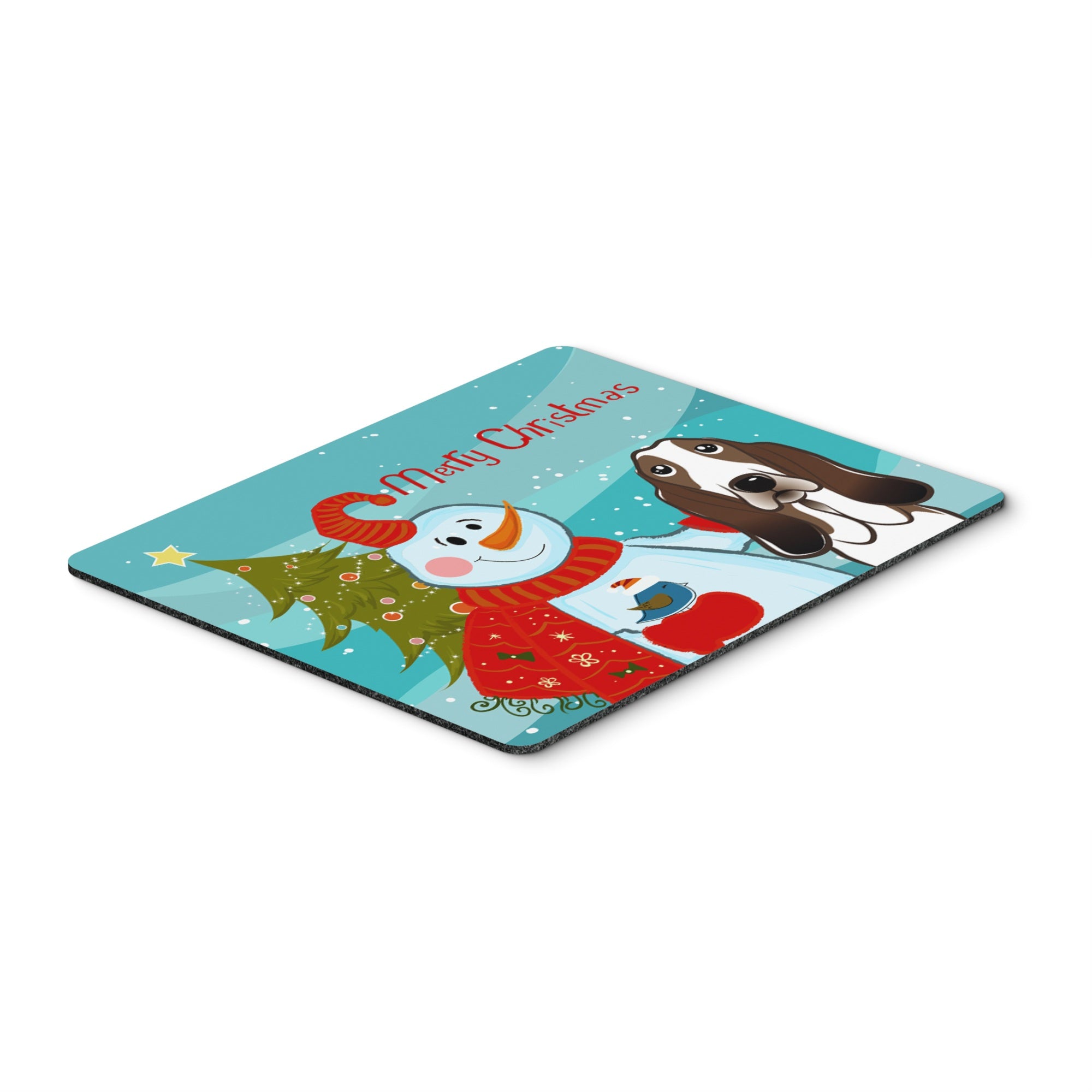 Caroline'S Treasures Snowman With Basset Hound Mouse Pad, Hot Pad Or Trivet, Multicolor (Bb1863Mp)