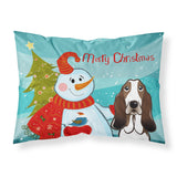 Caroline'S Treasures Bb1863Pillowcase Snowman With Basset Hound Fabric Standard Pillowcase, Large, Multicolor
