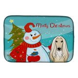 Caroline'S Treasures Snowman With Afghan Hound Dish Drying Mat, 14 X 21