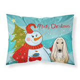 Caroline'S Treasures Bb1864Pillowcase Snowman With Afghan Hound Fabric Standard Pillowcase, Large, Multicolor