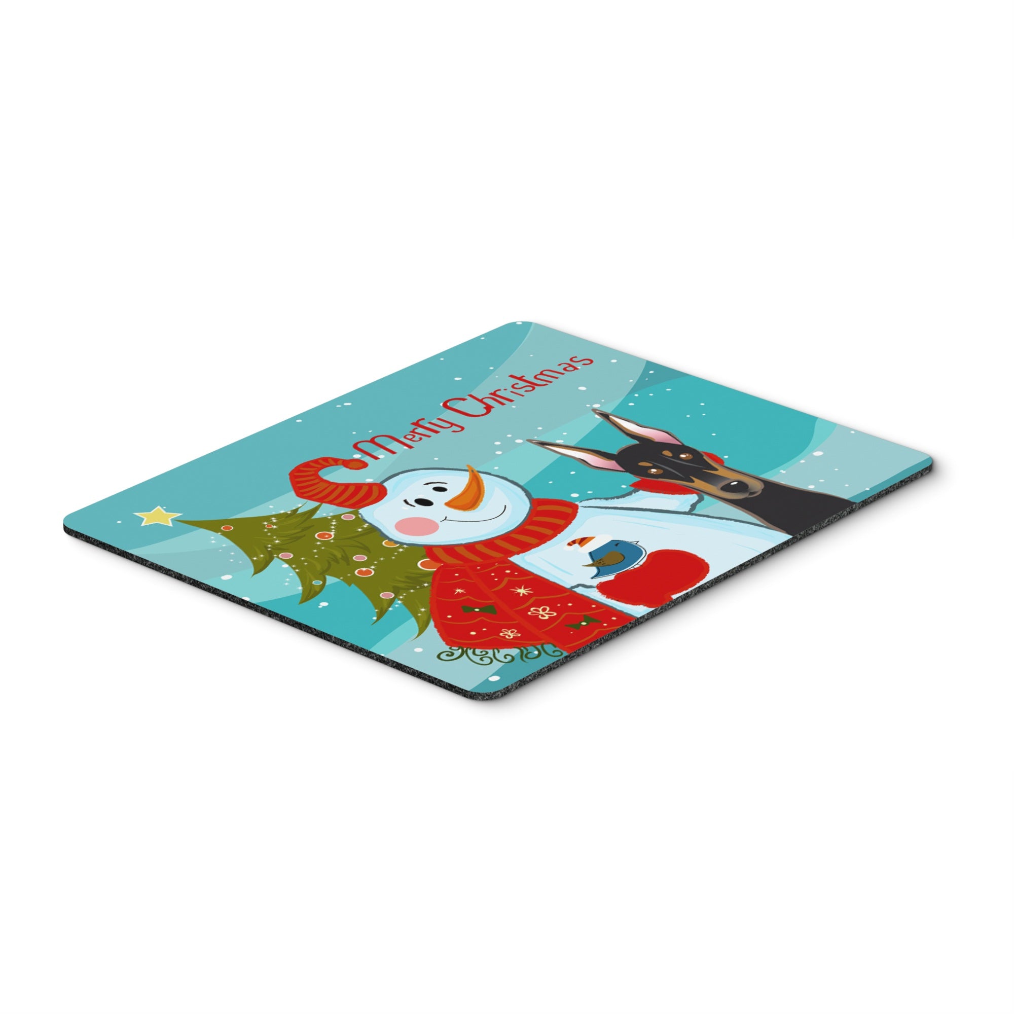 Caroline'S Treasures Snowman With Doberman Mouse/Hot Pad Or Trivet, 7.75 X 9.25 Multicolor (Bb1865Mp)