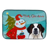 Caroline'S Treasures Snowman With Saint Bernard Dish Drying Mat, 14 X 21
