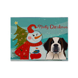 Caroline'S Treasures Bb1866Plmt Snowman With Saint Bernard Fabric Placemat, Multicolor