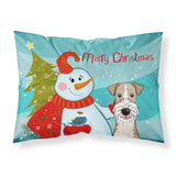 Caroline'S Treasures Bb1867Pillowcase Snowman With Wire Haired Fox Terrier Fabric Standard Pillowcase, Large, Multicolor
