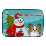 Caroline'S Treasures Snowman With Papillion Dish Drying Mat, 14 X 21