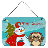 Caroline'S Treasures Snowman With Chocolate Brown Shih Tzu Wall Or Door Hanging Prints Bb1869Ds812, 8Hx12W, Multicolor