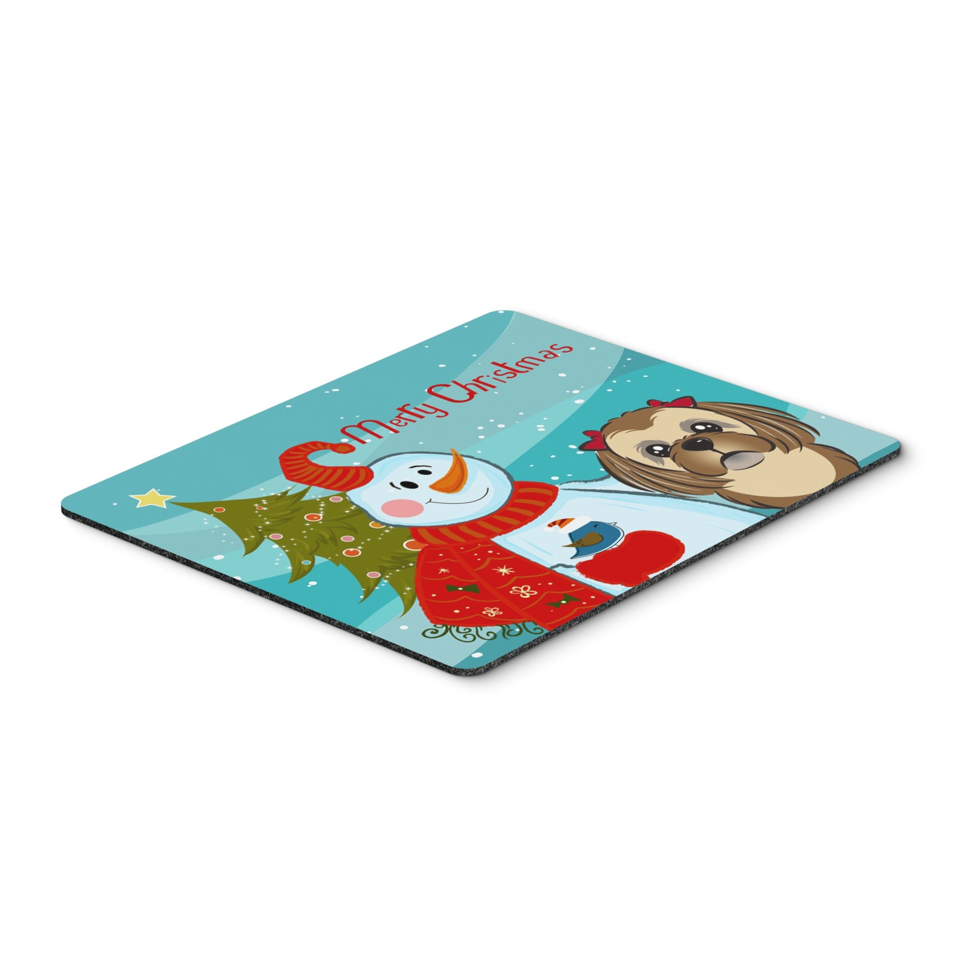 Caroline'S Treasures Snowman With Chocolate Brown Shih Tzu Mouse Pad, Hot Pad Or Trivet, Multicolor (Bb1869Mp)