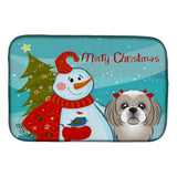 Caroline'S Treasures Snowman With Gray Silver Shih Tzu Dish Drying Mat, 14 X 21