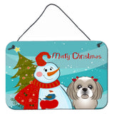 Caroline'S Treasures Snowman With Gray Silver Shih Tzu Wall Or Door Hanging Prints Bb1870Ds812, 8Hx12W