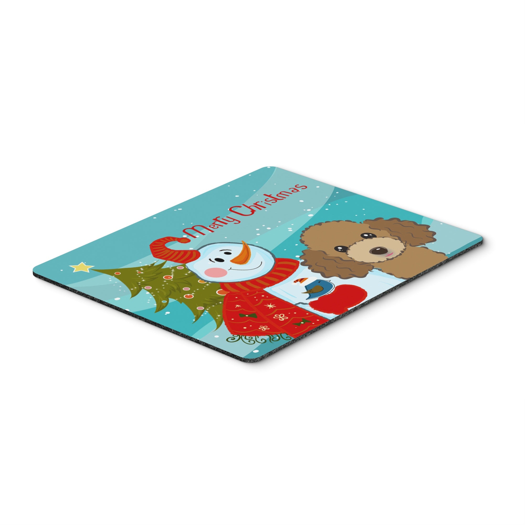 Caroline'S Treasures Snowman With Chocolate Brown Poodle Mouse Pad, Hot Pad Or Trivet, Multicolor (Bb1876Mp)