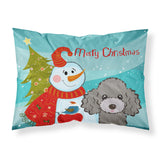 Caroline'S Treasures Bb1879Pillowcase Snowman With Silver Gray Poodle Fabric Standard Pillowcase, Large, Multicolor