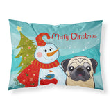 Caroline'S Treasures Bb1882Pillowcase Snowman With Fawn Pug Fabric Standard Pillowcase, Large, Multicolor