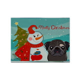 Caroline'S Treasures Bb1883Plmt Snowman With Black Pug Fabric Placemat, Multicolor