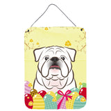 Caroline'S Treasures White English Bulldog Easter Egg Hunt Wall Or Door Hanging Prints Bb1902Ds1216, 16H X 12W, Multic