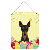 Caroline'S Treasures Min Pin Easter Egg Hunt Wall Or Door Hanging Prints Bb1922Ds1216, 16Hx12W, Multicolor